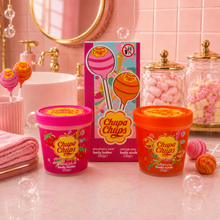 Strawberry Swirl - Beurre corporel 220g & Orange Pop - Gommage corporel 220g
