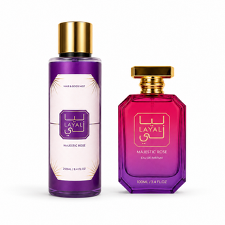 Coffret Majestic Rose – Coffret Eau de parfum 100 ml & Brume corps et cheveux 250 ml – Layali