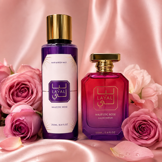 Coffret Majestic Rose – Coffret Eau de parfum 100 ml & Brume corps et cheveux 250 ml – Layali