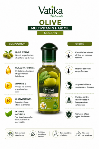 Huile capillaire Olive Vatika 50 ml – Soin