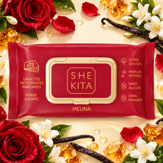 Lingettes nettoyantes parfumées - Melina x72 – SHEKITA – Visage & Corps