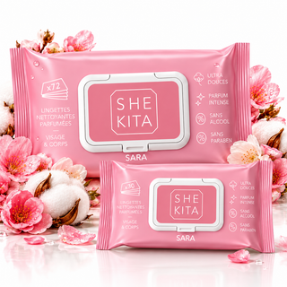 Pack duo lingettes nettoyantes parfumées - Sara SHEKITA – Format Maxi et Format voyage (x72 + x30)