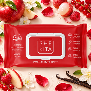 Lingettes nettoyantes parfumées - Pomme Interdite x72 – SHEKITA– Visage & Corps