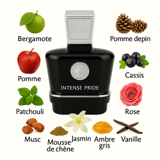 Intense Pride Swiss Arabian : parfum homme 100 ml chypré fruité avec pomme, patchouli, ambre gris et vanille. Sur la-barfumerie.com.