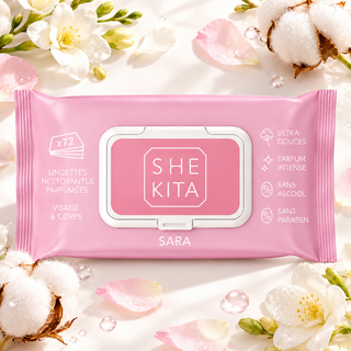 Lingettes nettoyantes parfumées - Sara x72 – SHEKITA – Visage & Corps