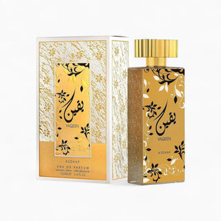 Yaqeen Eau de Parfum 100 ml – Asdaaf : parfum unisexe frais et sensuel, mêlant fruits, jasmin, vanille et musc blanc pour une élégance irrésistible.