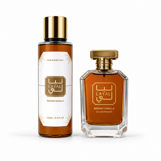 Coffret Brown Vanilla – Coffret Eau de Parfum 100 ml & Brume Corps et Cheveux 250 ml – Layali