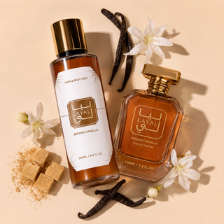 Coffret Brown Vanilla – Coffret Eau de Parfum 100 ml & Brume Corps et Cheveux 250 ml – Layali