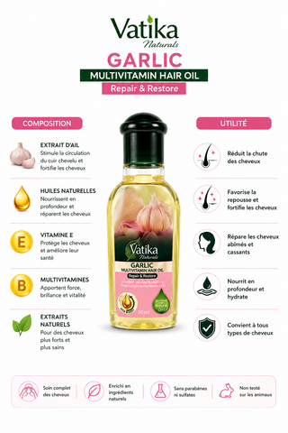 Huile capillaire Ail Vatika 50 ml – Réparation et nutrition