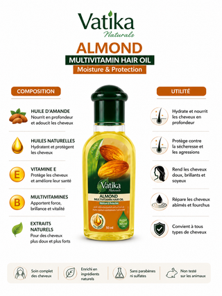 Huile capillaire à l'amande Vatika 50 ml – Soin