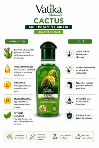 Huile capillaire Cactus Vatika 50 ml – Soin