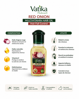 Huile capillaire à l’oignon rouge Vatika 50 ml – Anti-chute