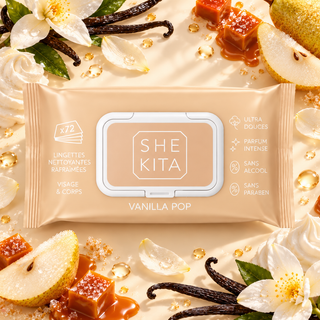 Lingettes nettoyantes parfumées - Vanilla Pop x72 – SHEKITA – Visage & Corps Lingettes nettoyantes parfumées - Sara x72 – SHEKITA – Visage & Corps